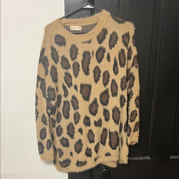 Altar'd State Sweaters - Altar'd State Leopard Print Sweater - Brown and Black